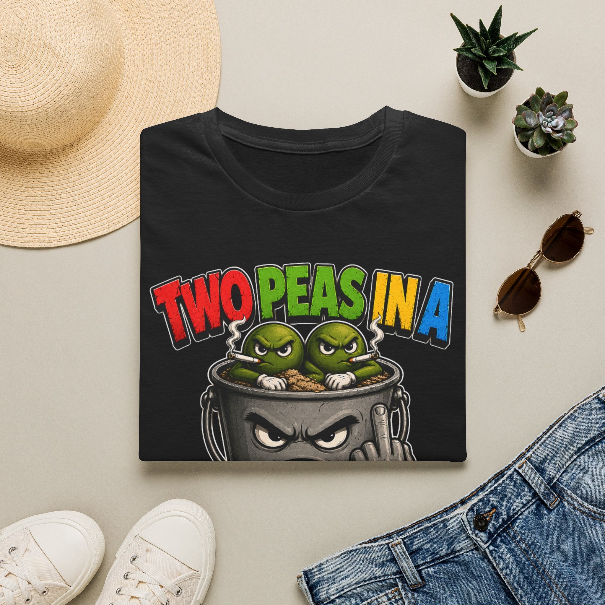 Two Peas in a F#*k It Bucket Graphic T-Shirt – Bold Color Edition