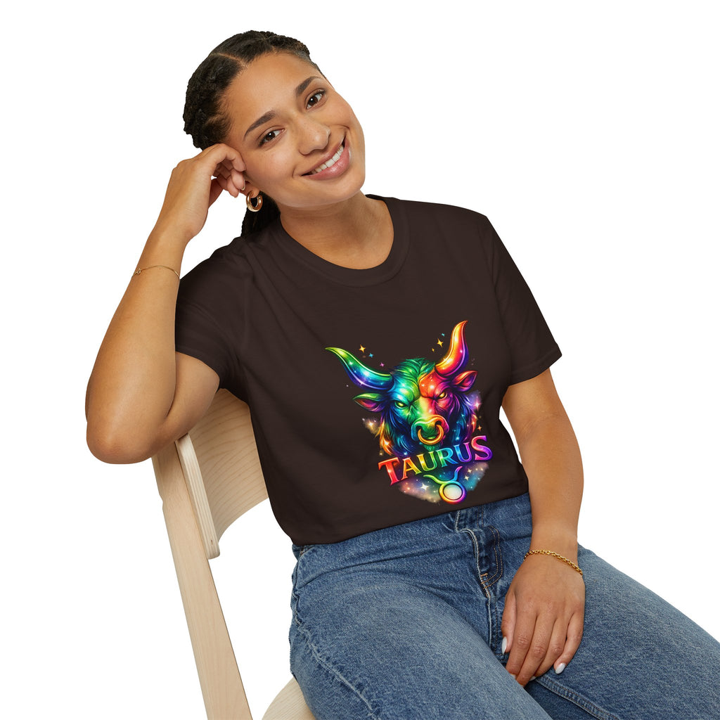 Taurus Zodiac Bull Graphic T-Shirt | Rainbow Astrology Tee