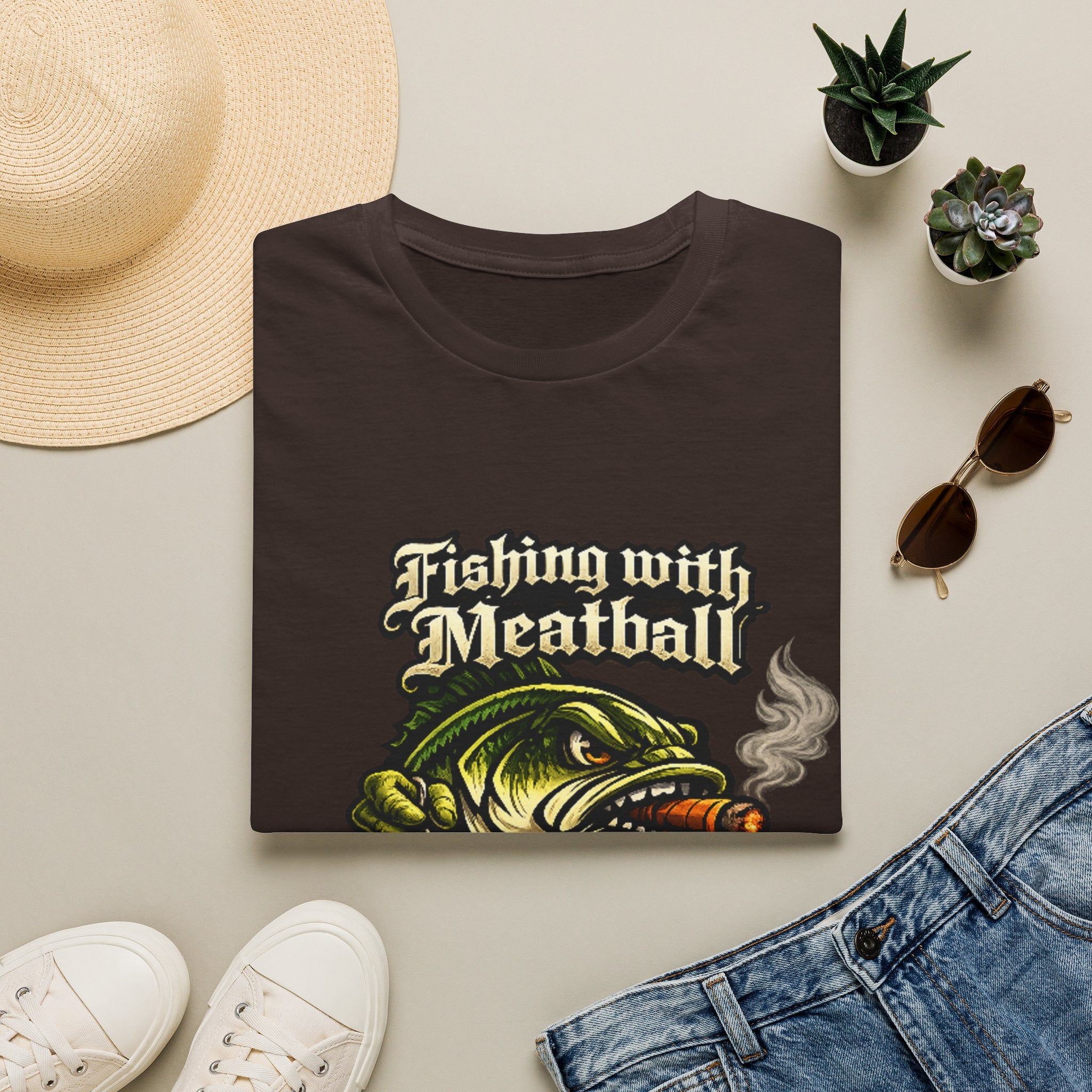 Title: Fishing with Meatball Graphic Tee