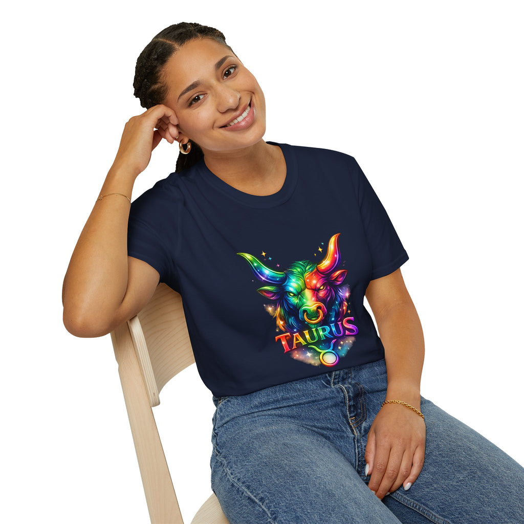Taurus Zodiac Bull Graphic T-Shirt | Rainbow Astrology Tee