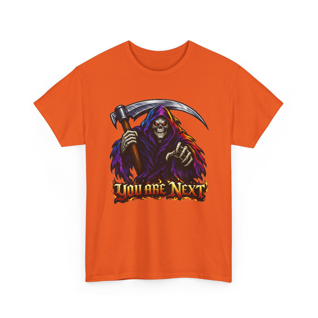 Grim Reaper "You Are Next" Graphic Tee — Gothic Horror Scythe T‑Shirt