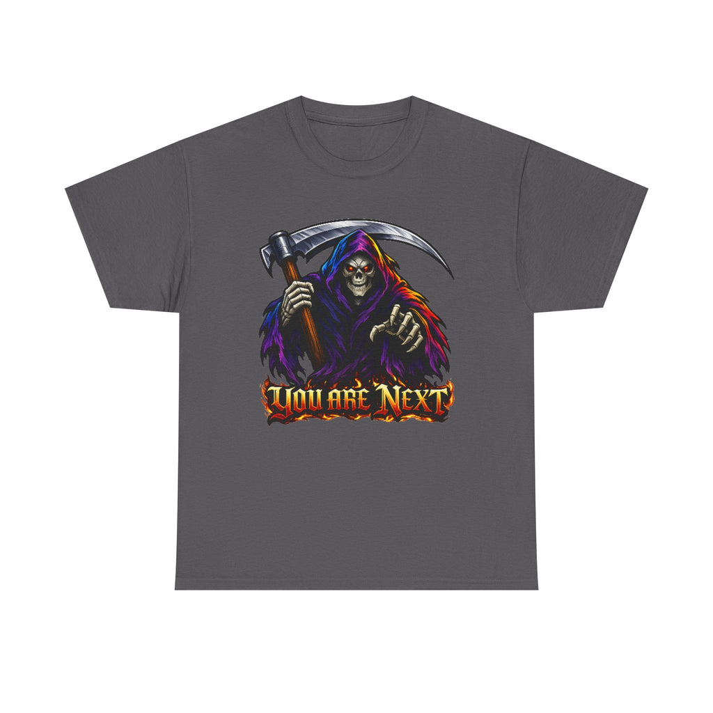 Grim Reaper "You Are Next" Graphic Tee — Gothic Horror Scythe T‑Shirt