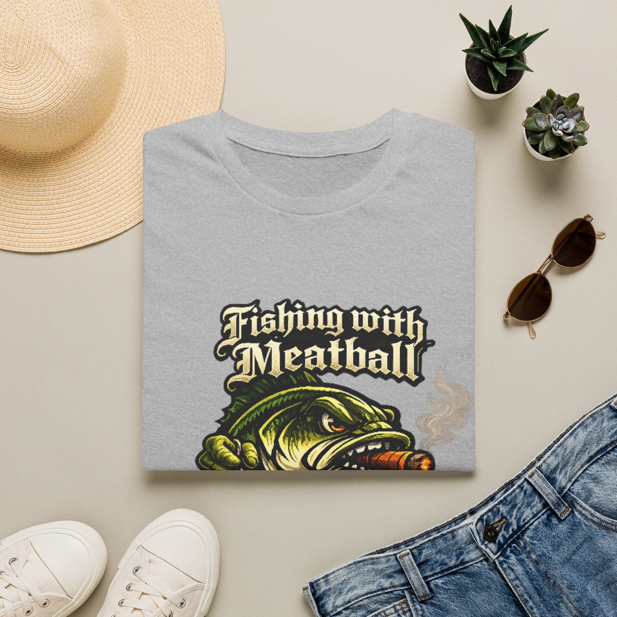 Title: Fishing with Meatball Graphic Tee