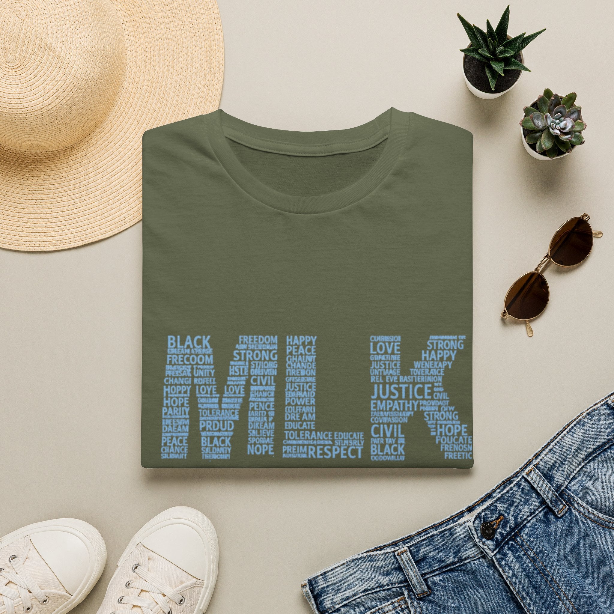 MLK Word Art T-Shirt — 'Letters Made of Culture' Civil Rights Tribute