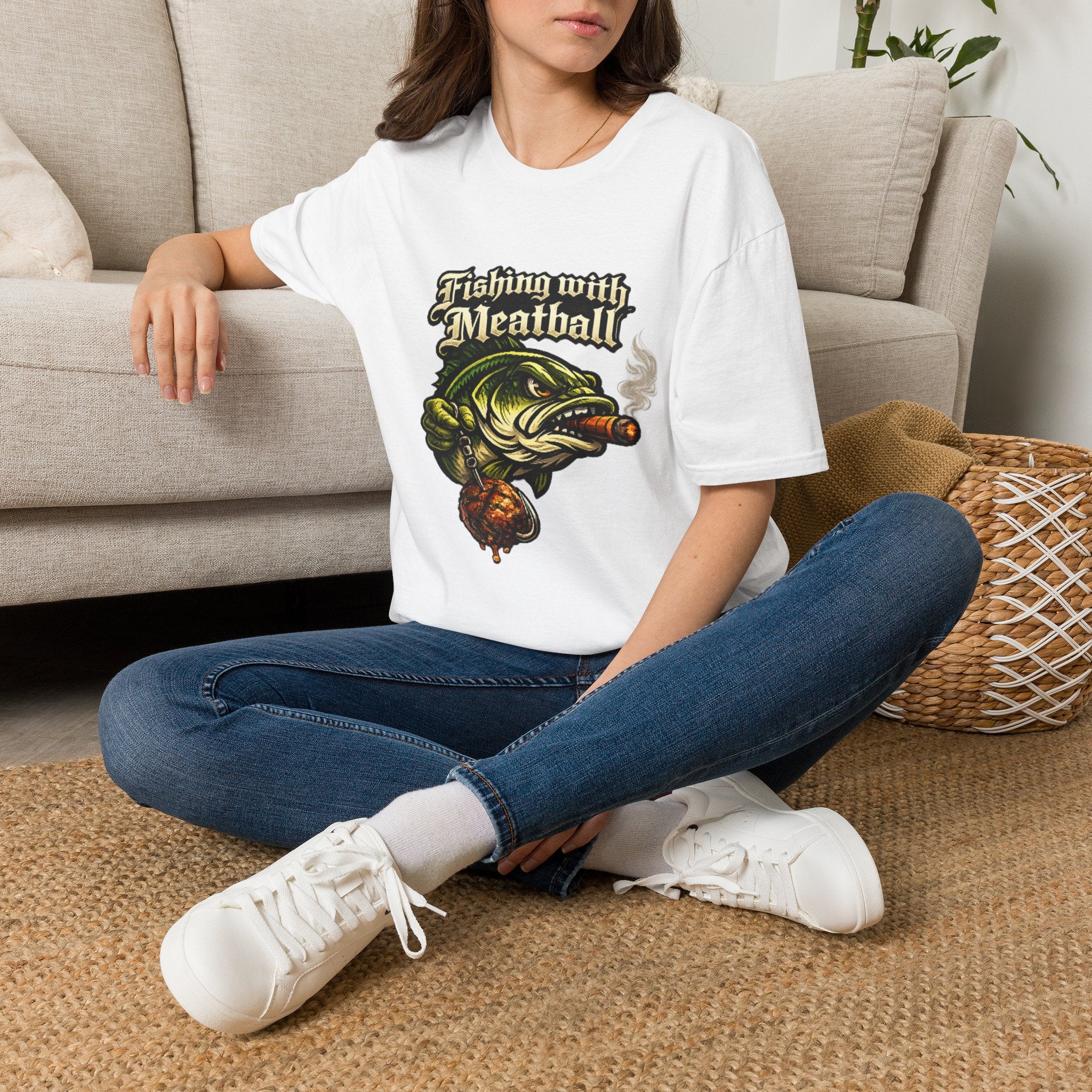 Title: Fishing with Meatball Graphic Tee