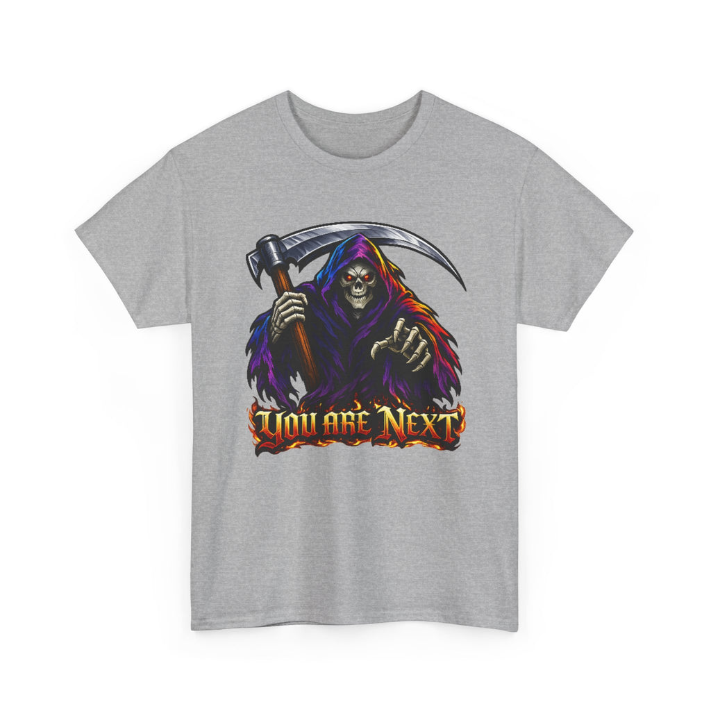 Grim Reaper "You Are Next" Graphic Tee — Gothic Horror Scythe T‑Shirt