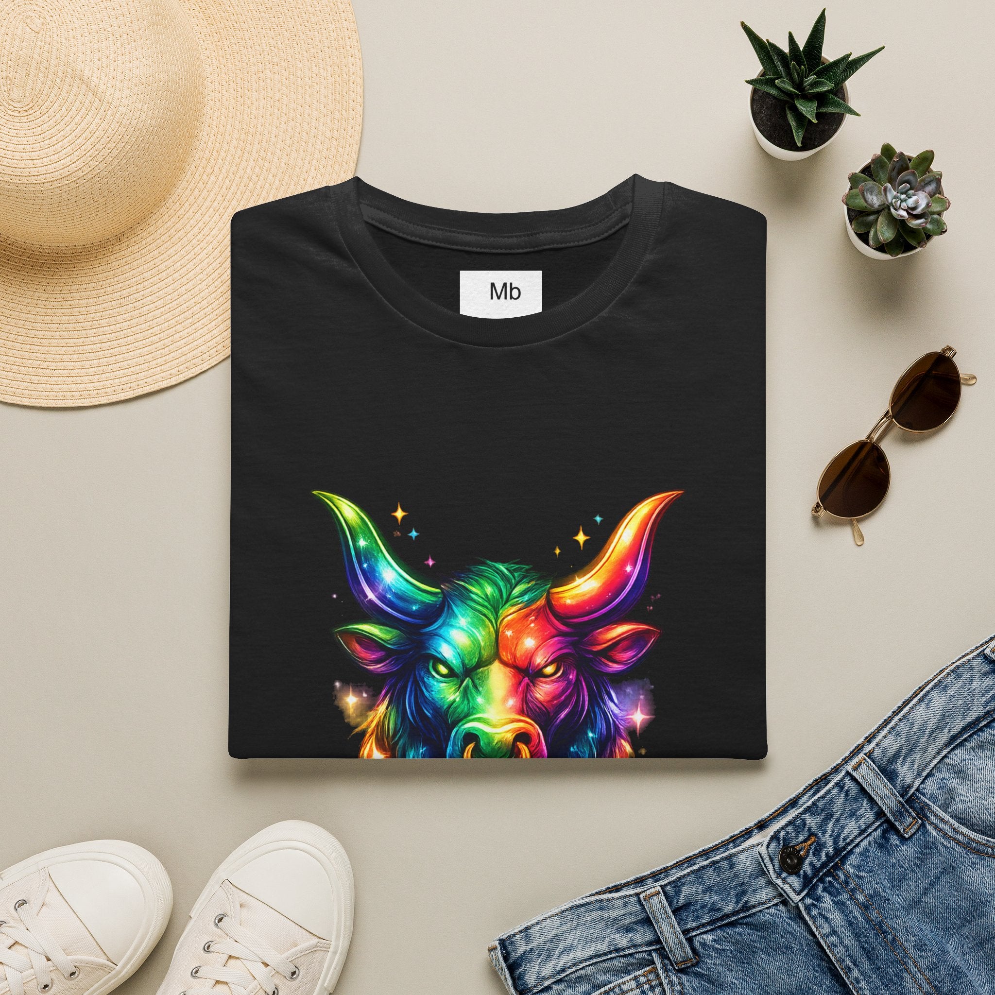 Taurus Zodiac Bull Graphic T-Shirt | Rainbow Astrology Tee
