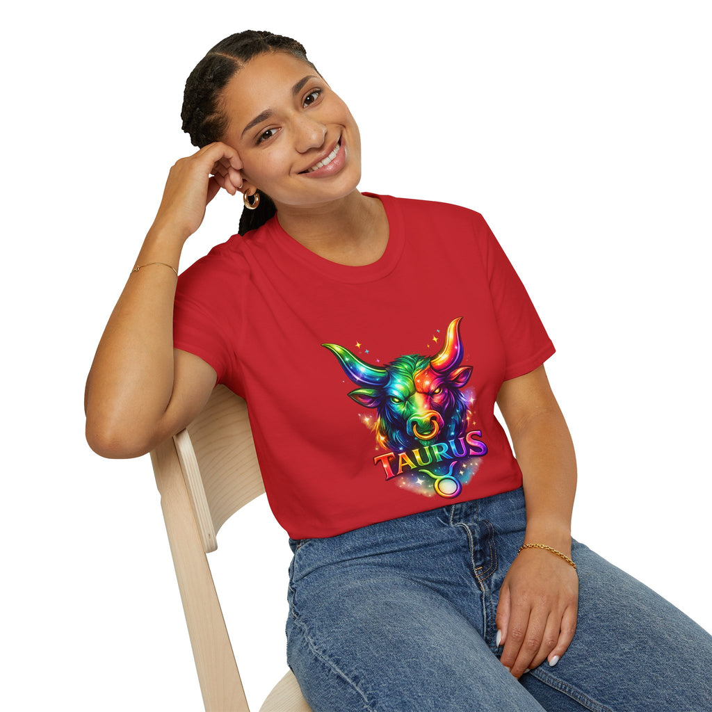 Taurus Zodiac Bull Graphic T-Shirt | Rainbow Astrology Tee