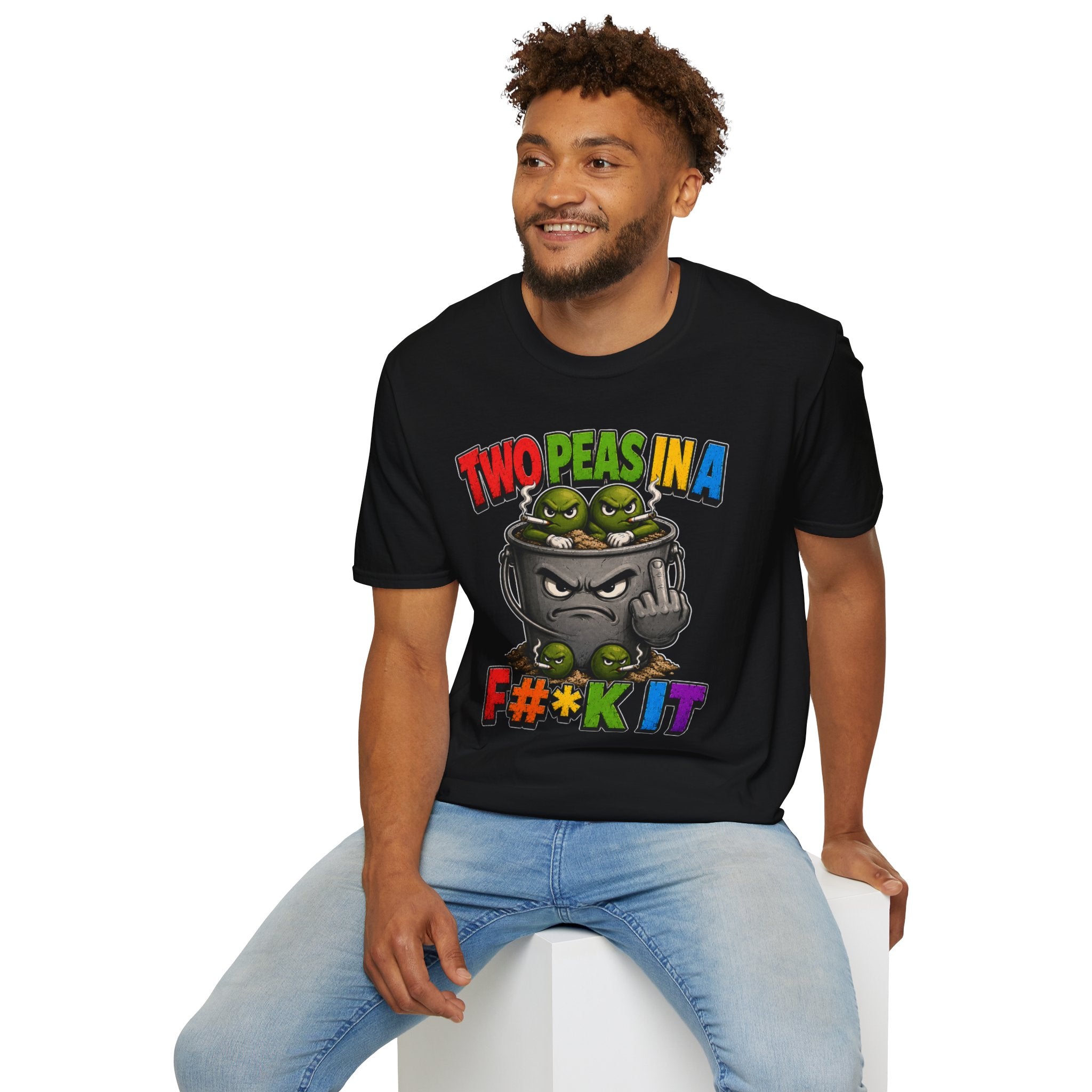 Two Peas in a F#*k It Bucket Graphic T-Shirt – Bold Color Edition