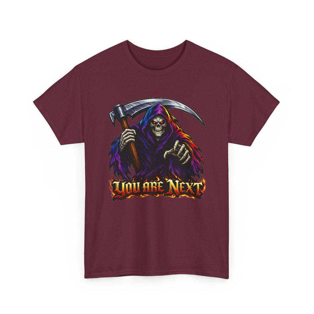 Grim Reaper "You Are Next" Graphic Tee — Gothic Horror Scythe T‑Shirt