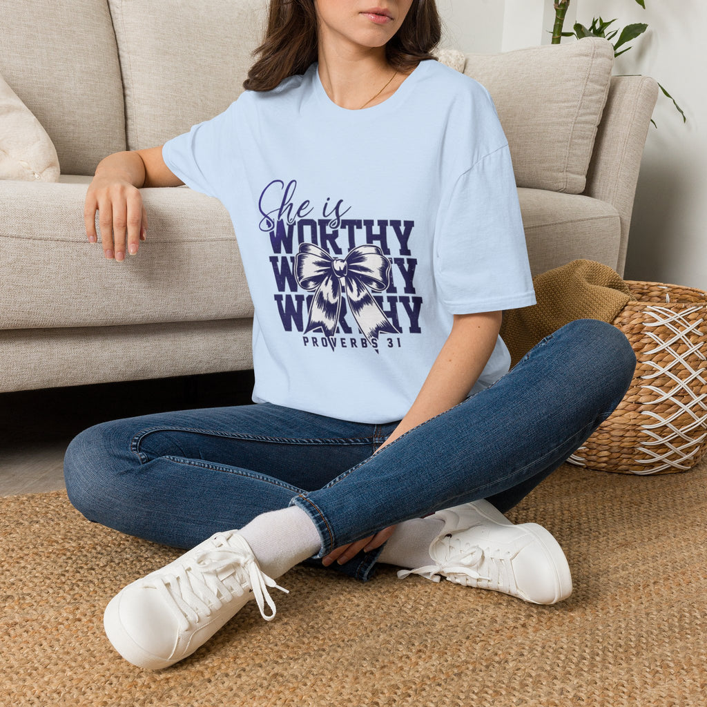 She Is Worthy T-Shirt — Inspirational Christian Proverbs 31 Tee