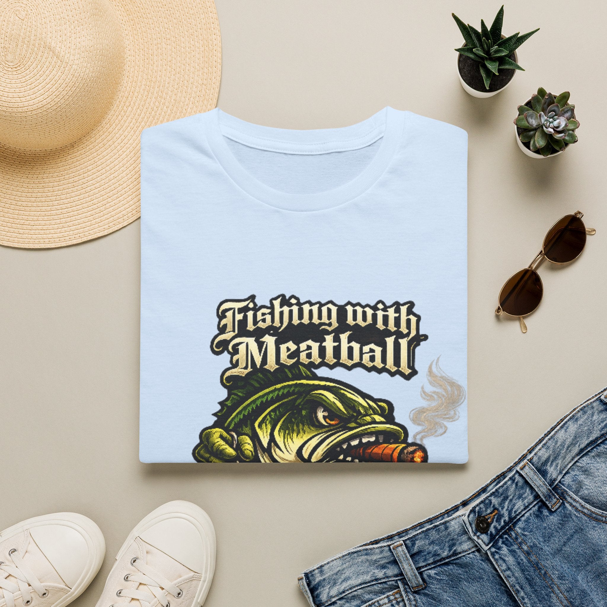 Title: Fishing with Meatball Graphic Tee