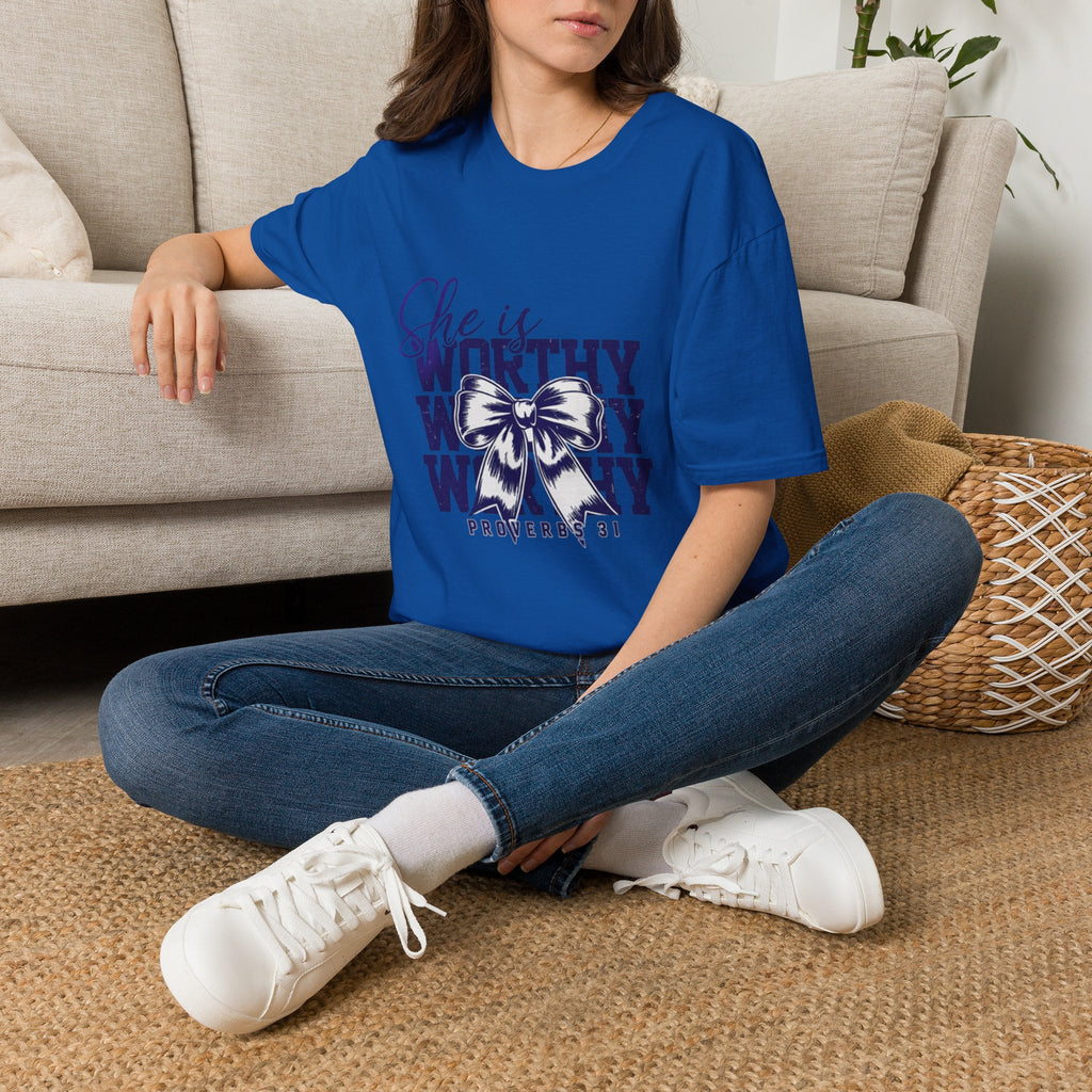 She Is Worthy T-Shirt — Inspirational Christian Proverbs 31 Tee