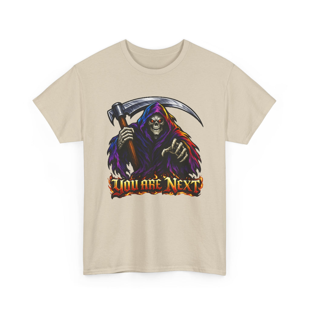 Grim Reaper "You Are Next" Graphic Tee — Gothic Horror Scythe T‑Shirt