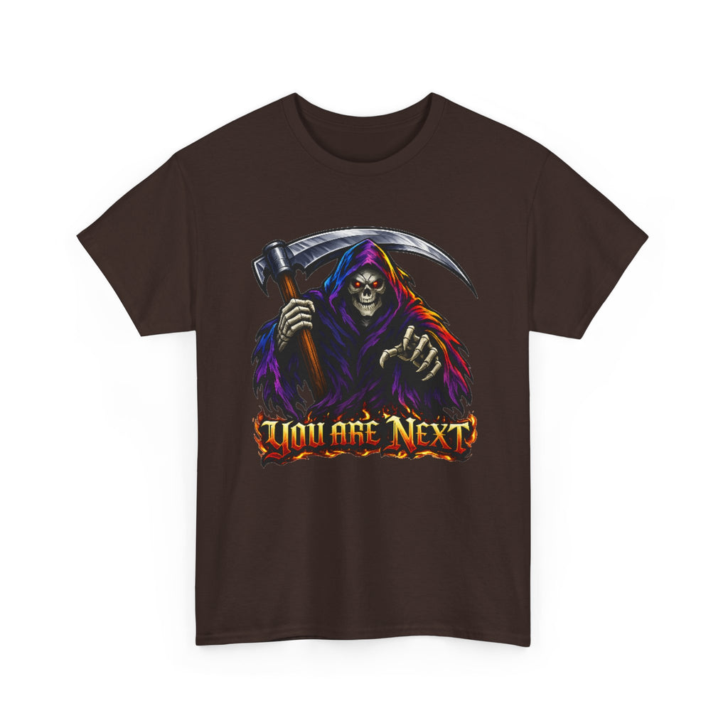 Grim Reaper "You Are Next" Graphic Tee — Gothic Horror Scythe T‑Shirt