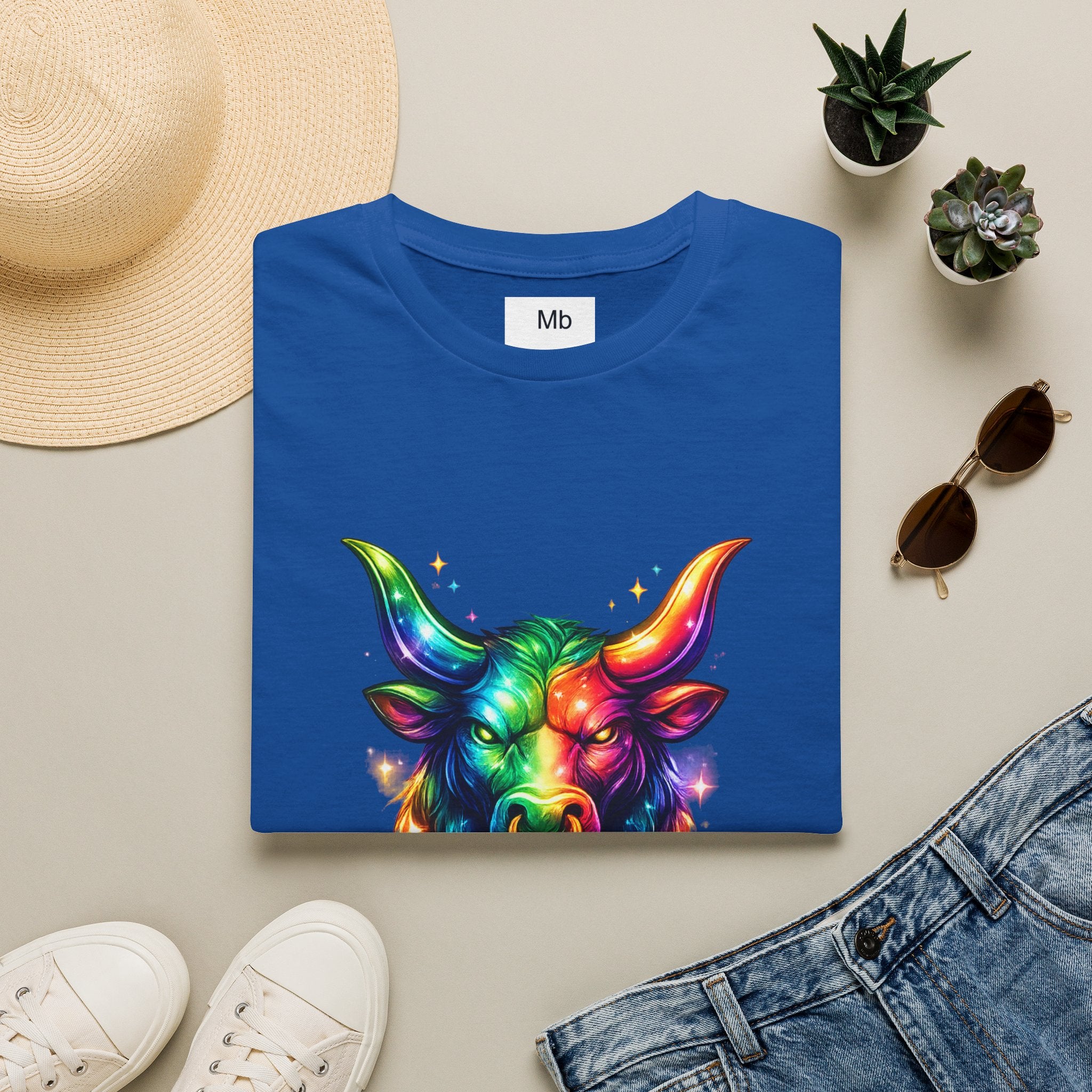 Taurus Zodiac Bull Graphic T-Shirt | Rainbow Astrology Tee