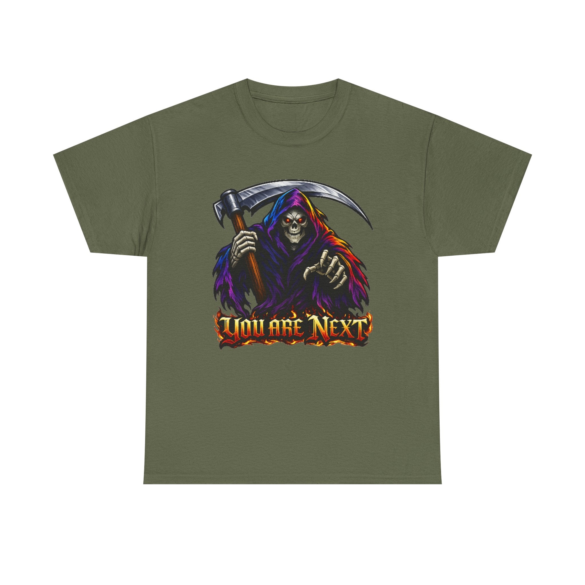 Grim Reaper "You Are Next" Graphic Tee — Gothic Horror Scythe T‑Shirt