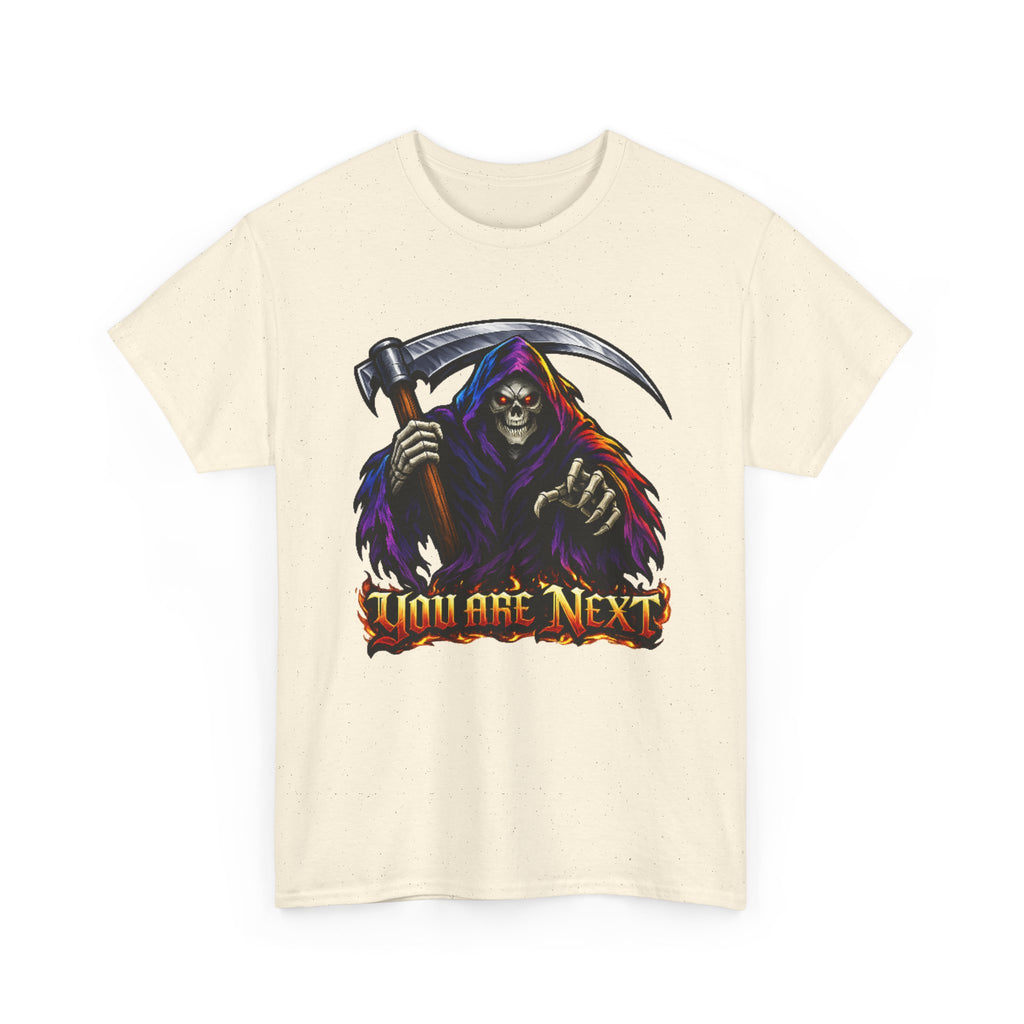 Grim Reaper "You Are Next" Graphic Tee — Gothic Horror Scythe T‑Shirt