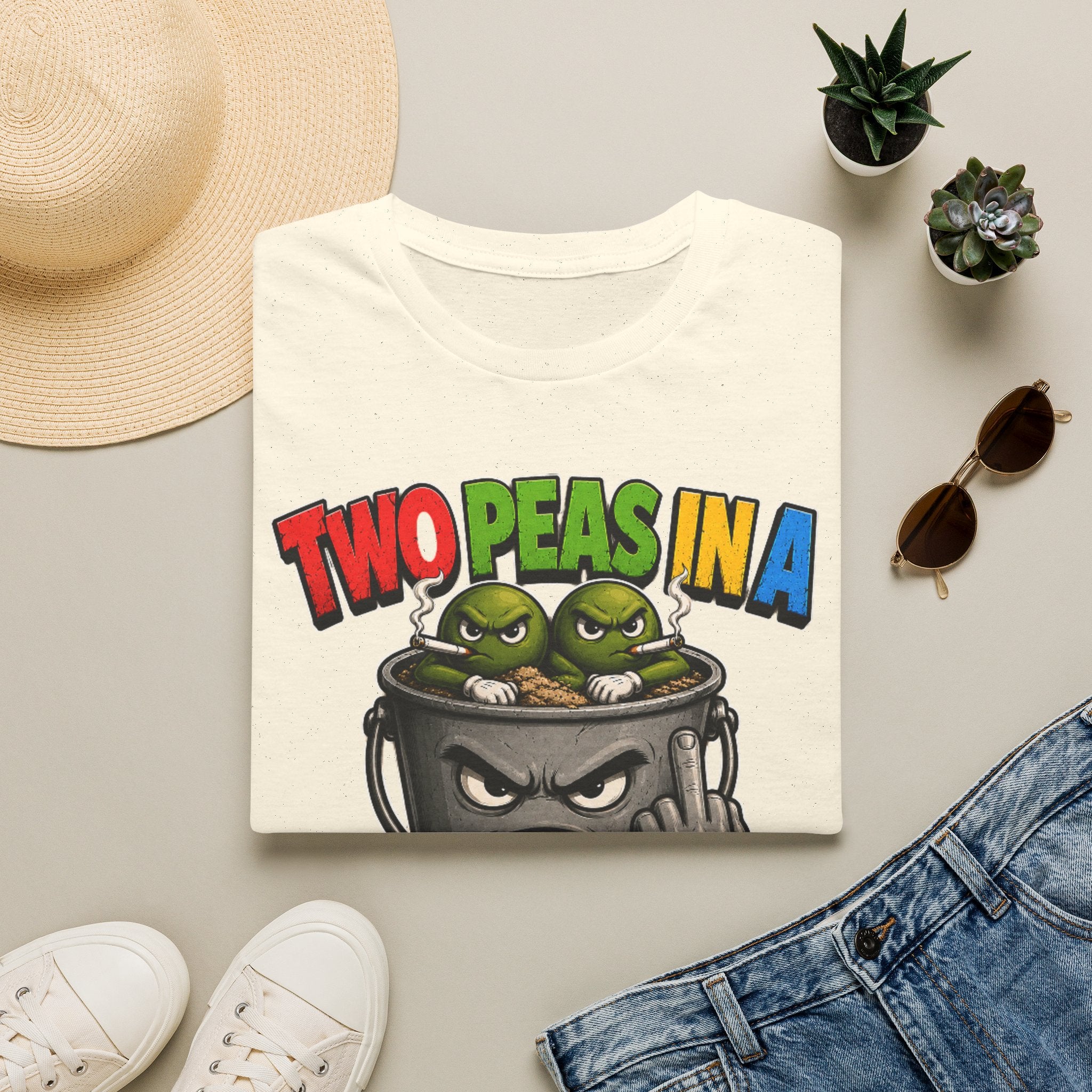 Two Peas in a F#*k It Bucket Graphic T-Shirt – Bold Color Edition