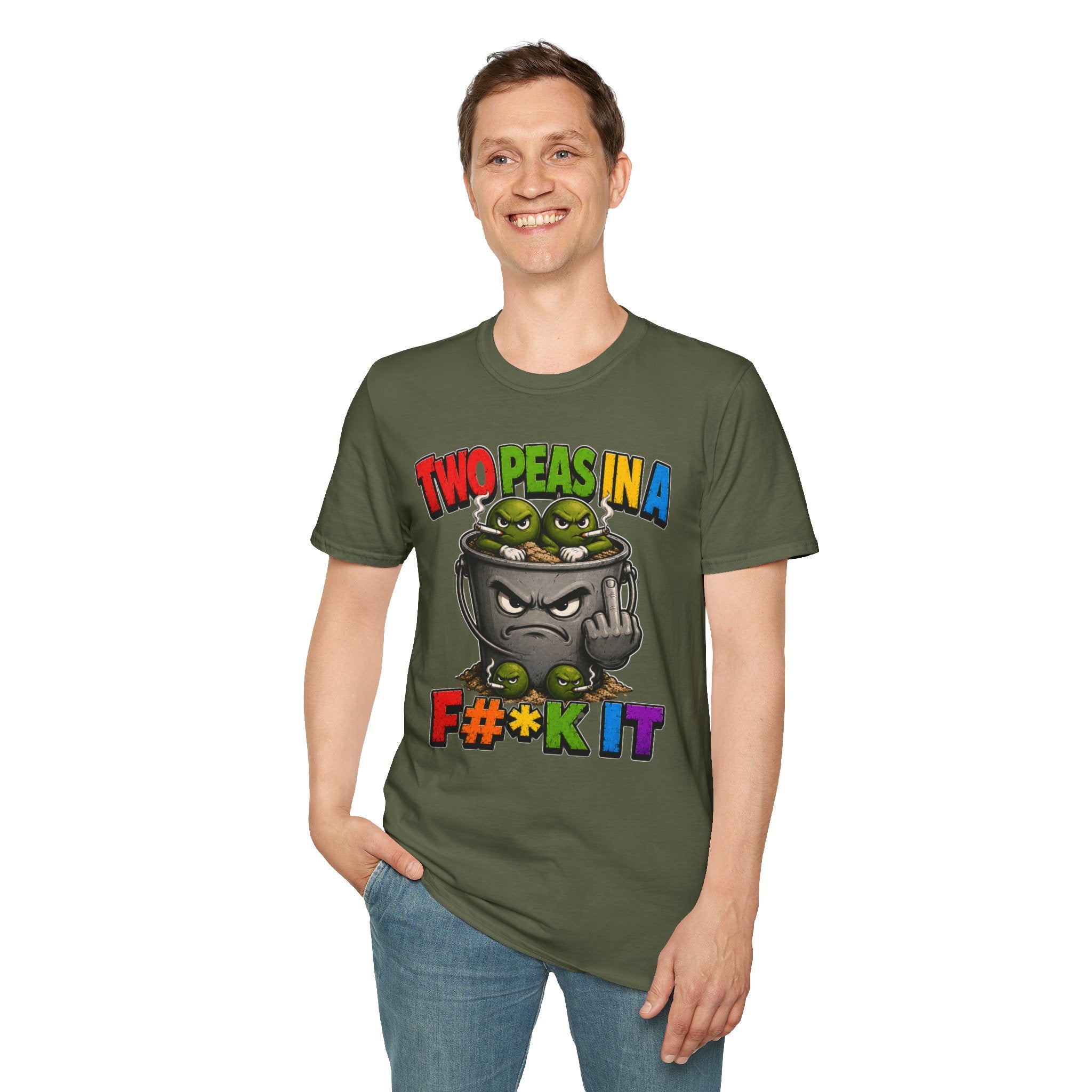 Two Peas in a F#*k It Bucket Graphic T-Shirt – Bold Color Edition