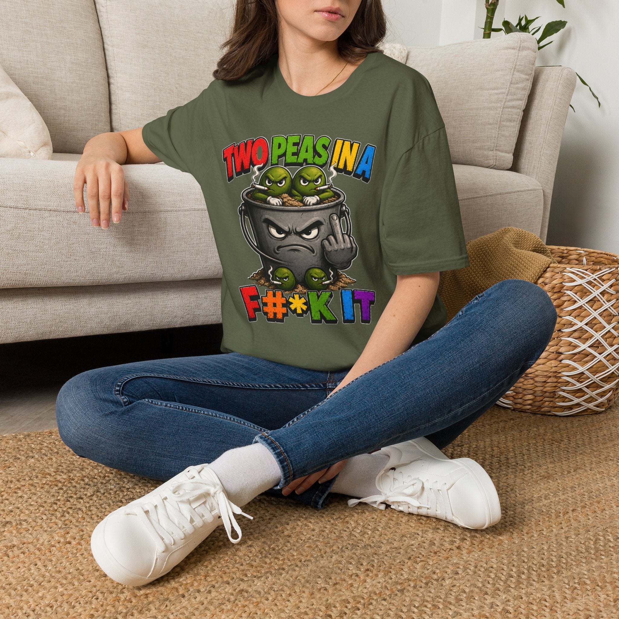 Two Peas in a F#*k It Bucket Graphic T-Shirt – Bold Color Edition