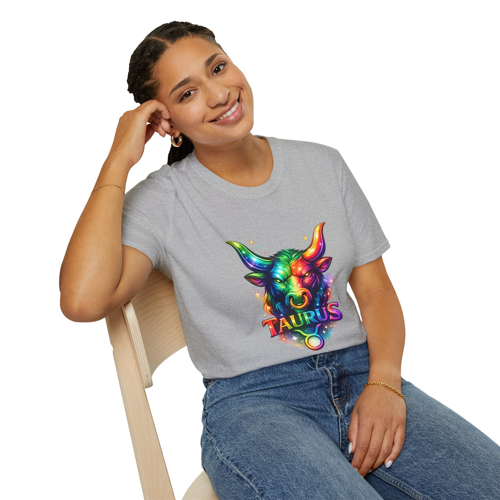 Taurus Zodiac Bull Graphic T-Shirt | Rainbow Astrology Tee