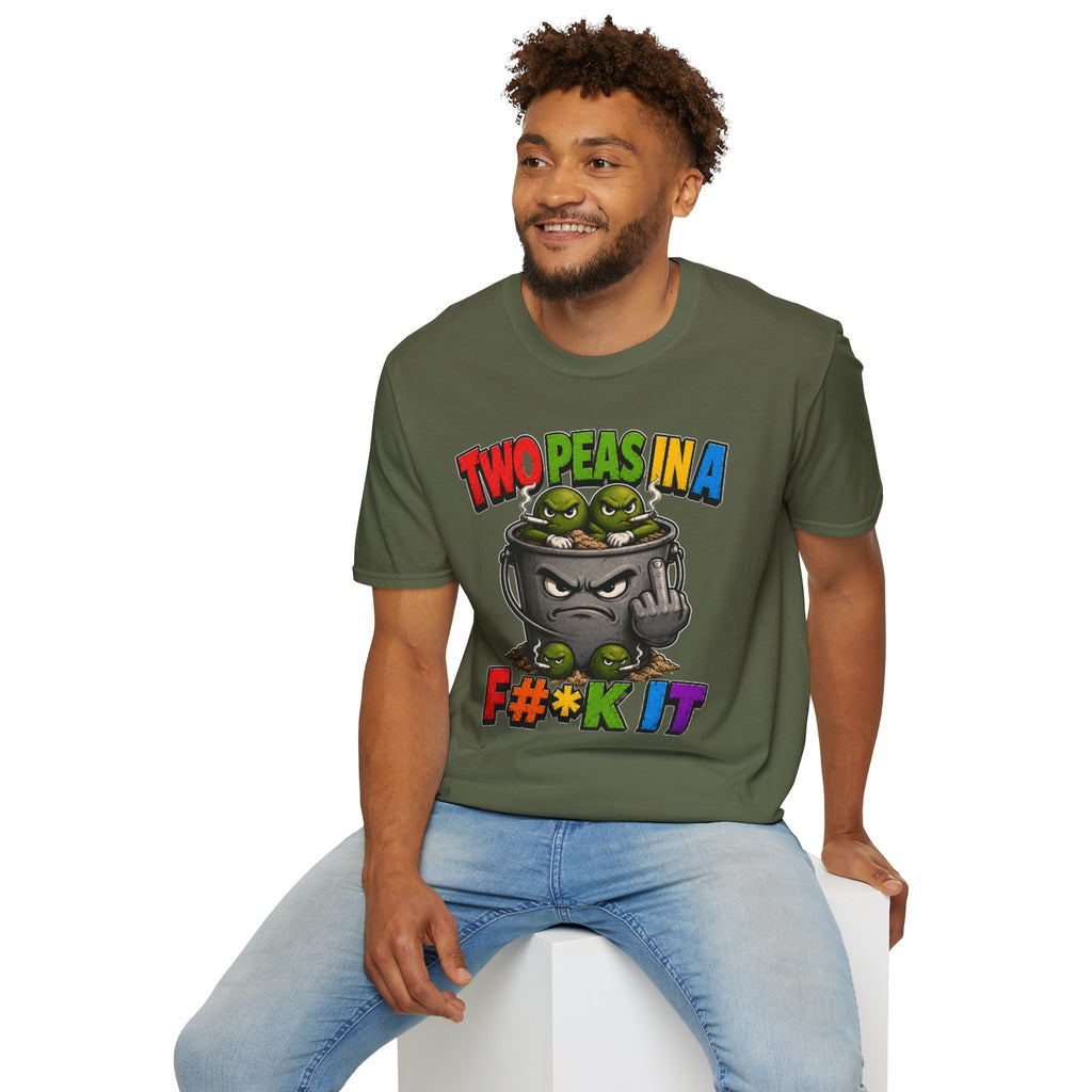 Two Peas in a F#*k It Bucket Graphic T-Shirt – Bold Color Edition