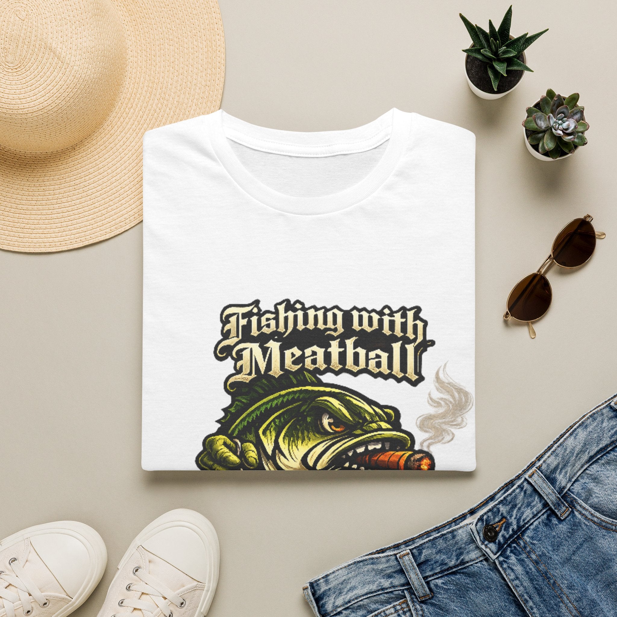 Title: Fishing with Meatball Graphic Tee