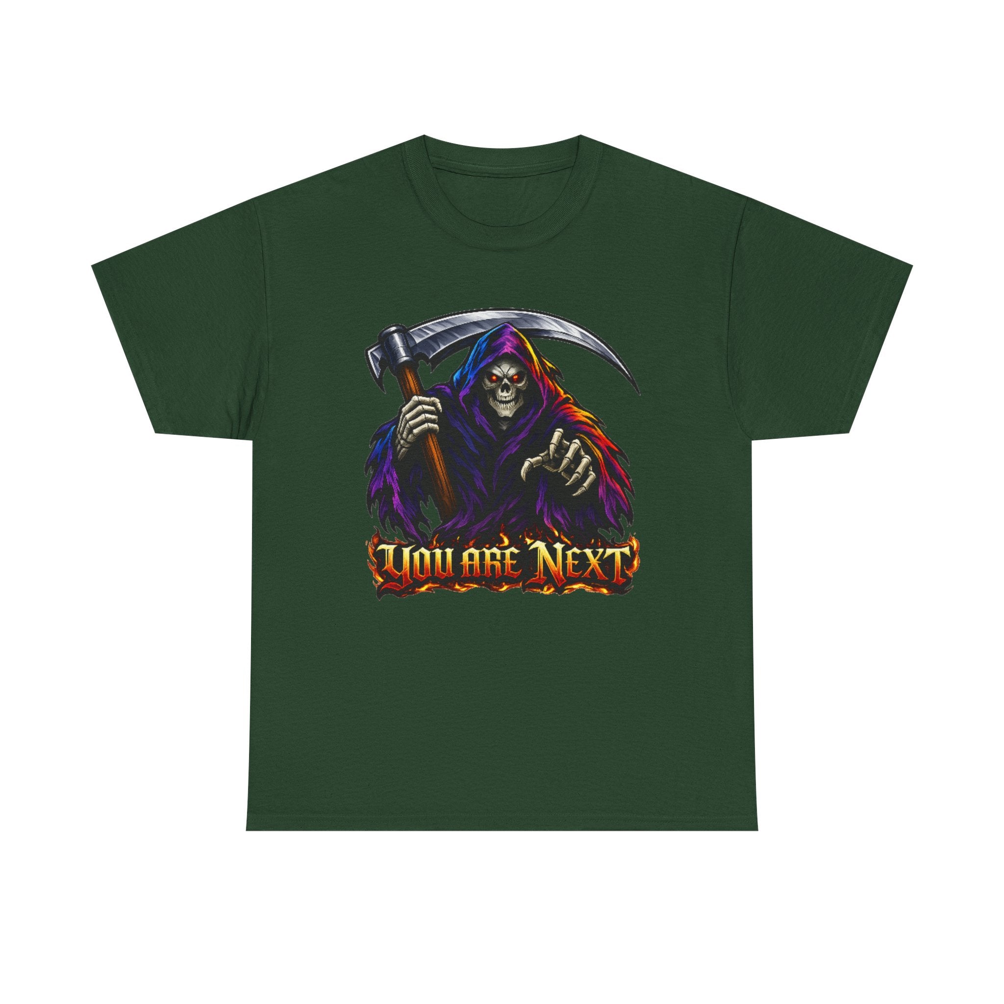 Grim Reaper "You Are Next" Graphic Tee — Gothic Horror Scythe T‑Shirt