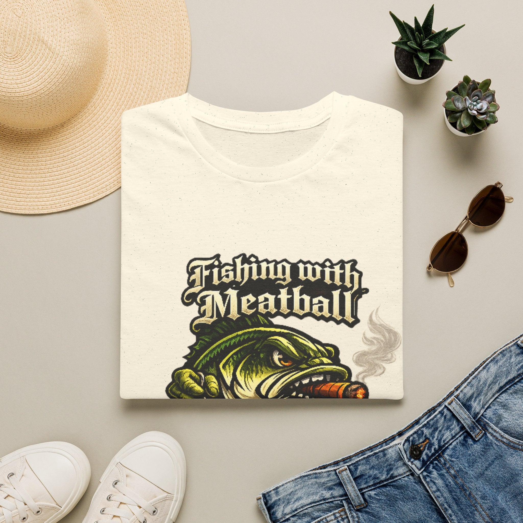 Title: Fishing with Meatball Graphic Tee