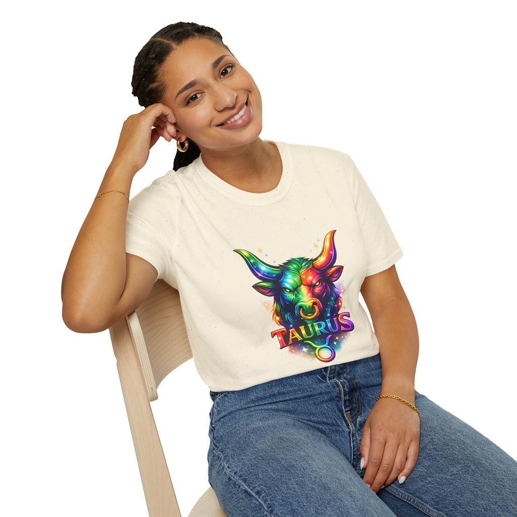 Taurus Zodiac Bull Graphic T-Shirt | Rainbow Astrology Tee