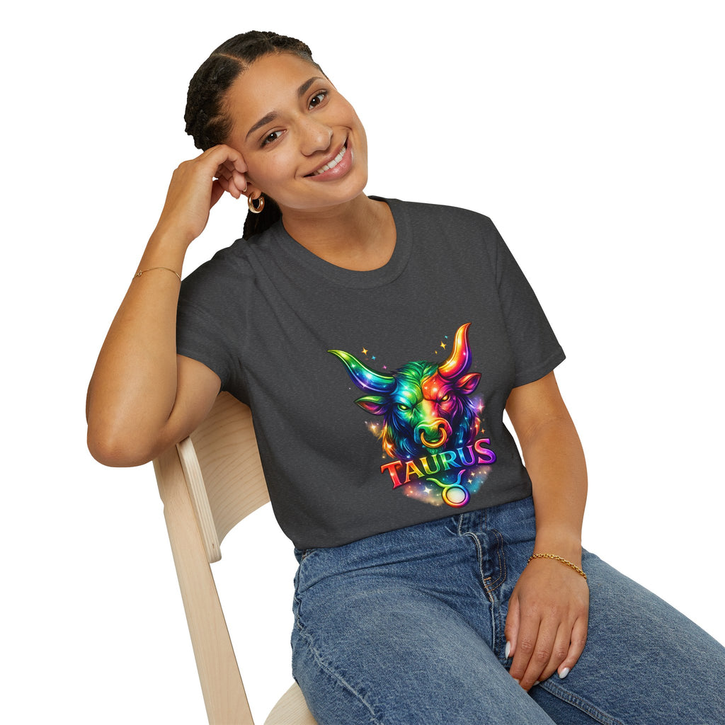 Taurus Zodiac Bull Graphic T-Shirt | Rainbow Astrology Tee