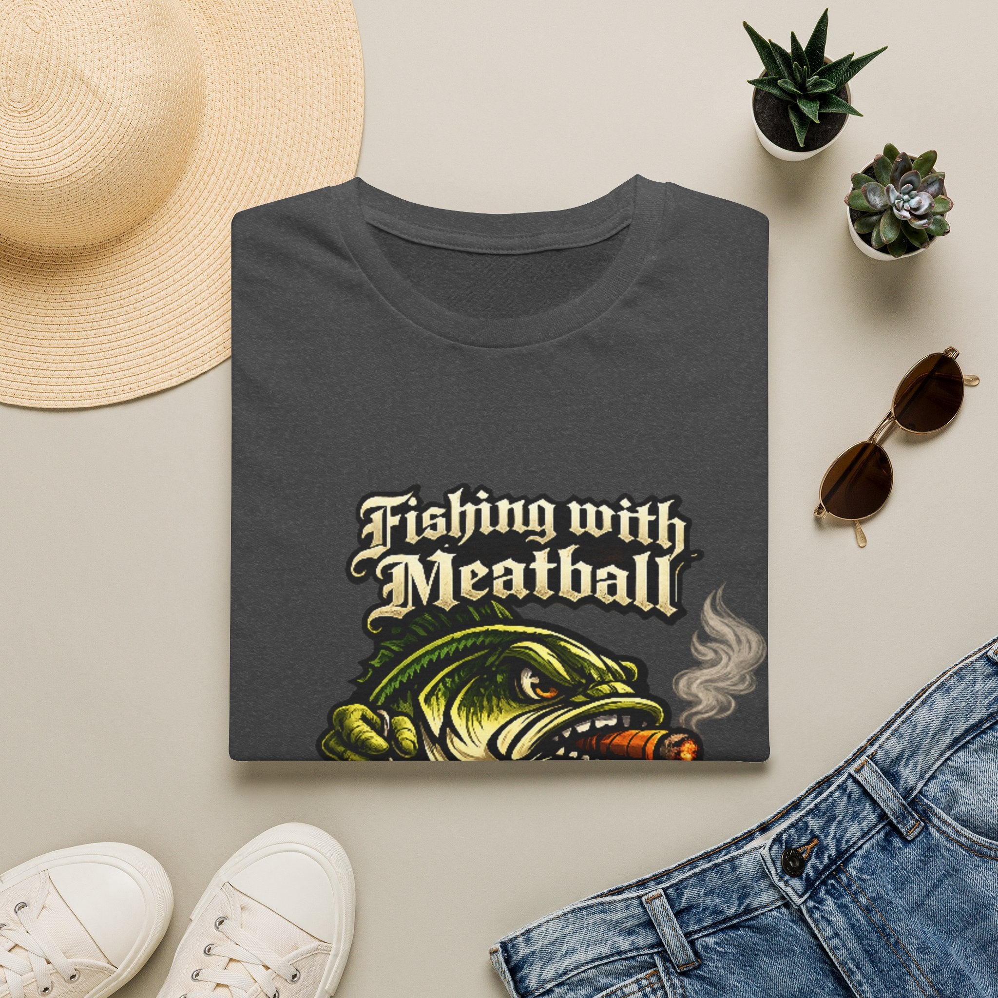 Title: Fishing with Meatball Graphic Tee