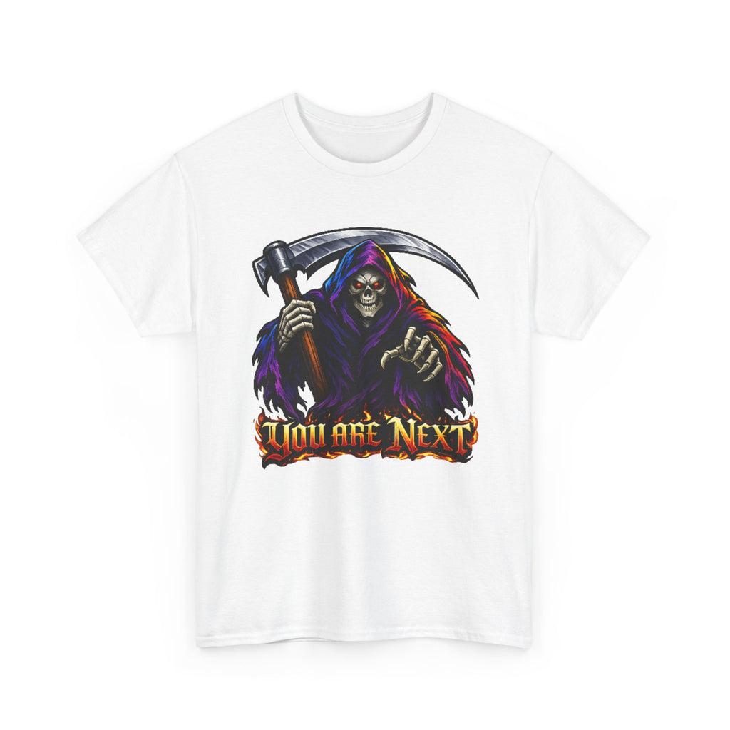 Grim Reaper "You Are Next" Graphic Tee — Gothic Horror Scythe T‑Shirt
