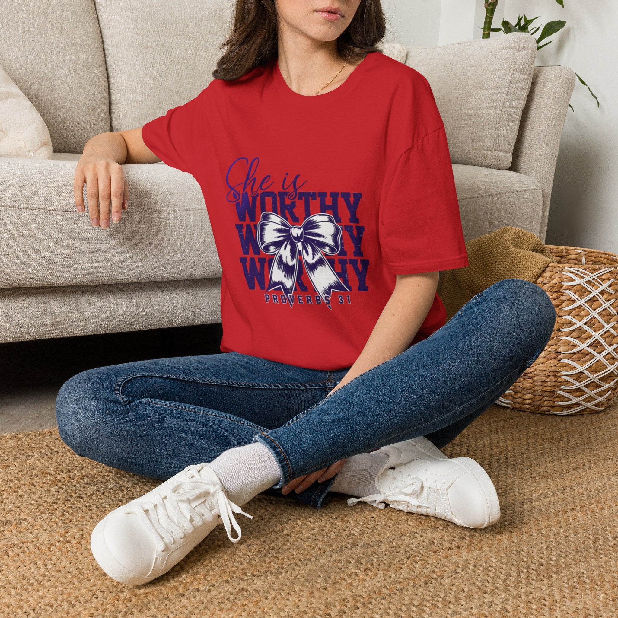 She Is Worthy T-Shirt — Inspirational Christian Proverbs 31 Tee
