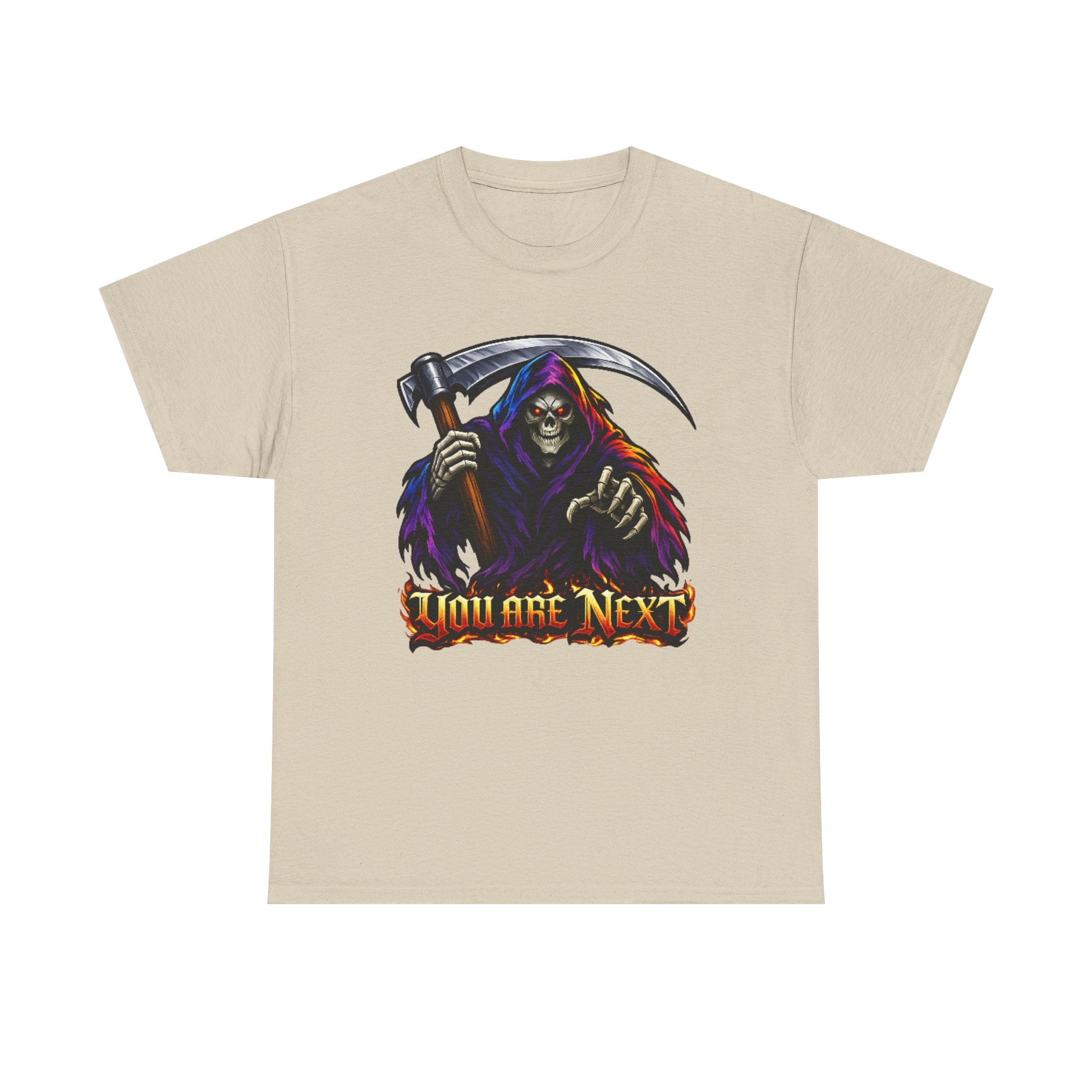 Grim Reaper "You Are Next" Graphic Tee — Gothic Horror Scythe T‑Shirt