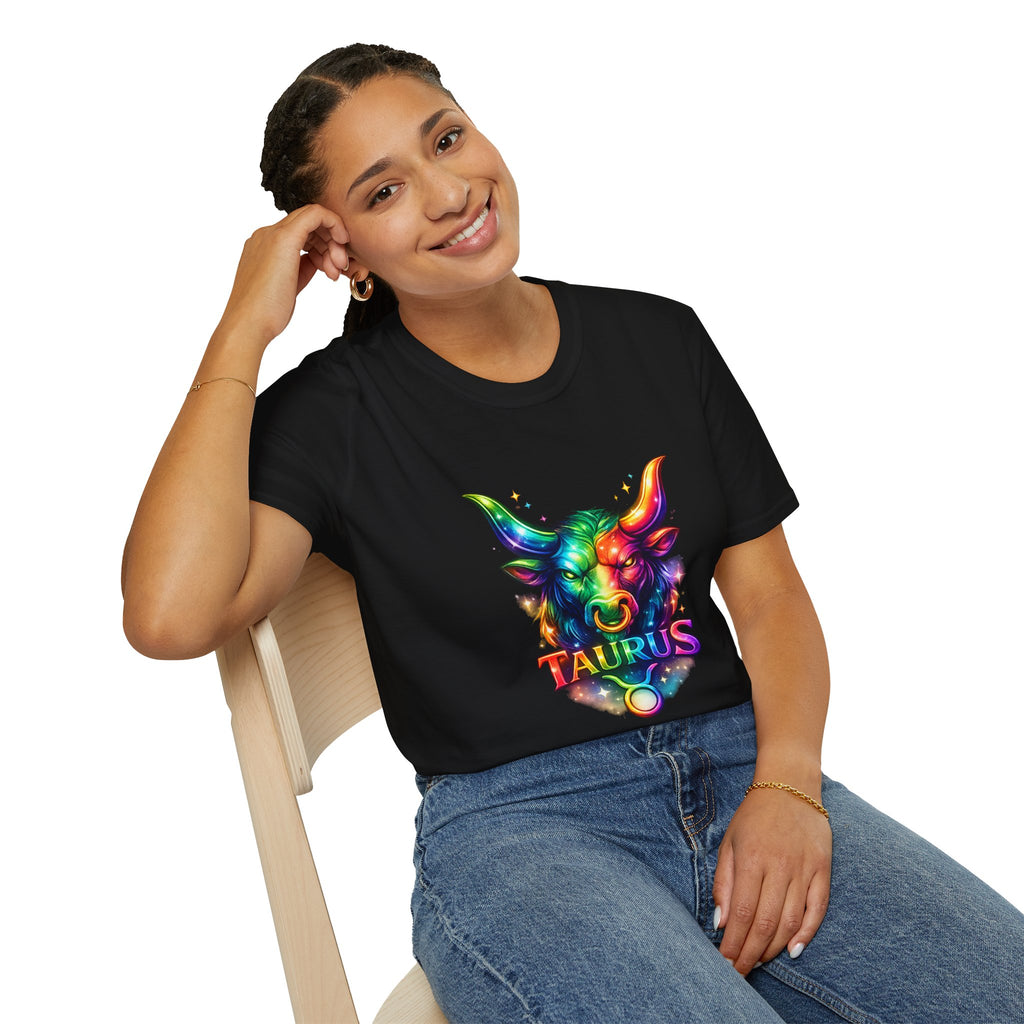 Taurus Zodiac Bull Graphic T-Shirt | Rainbow Astrology Tee