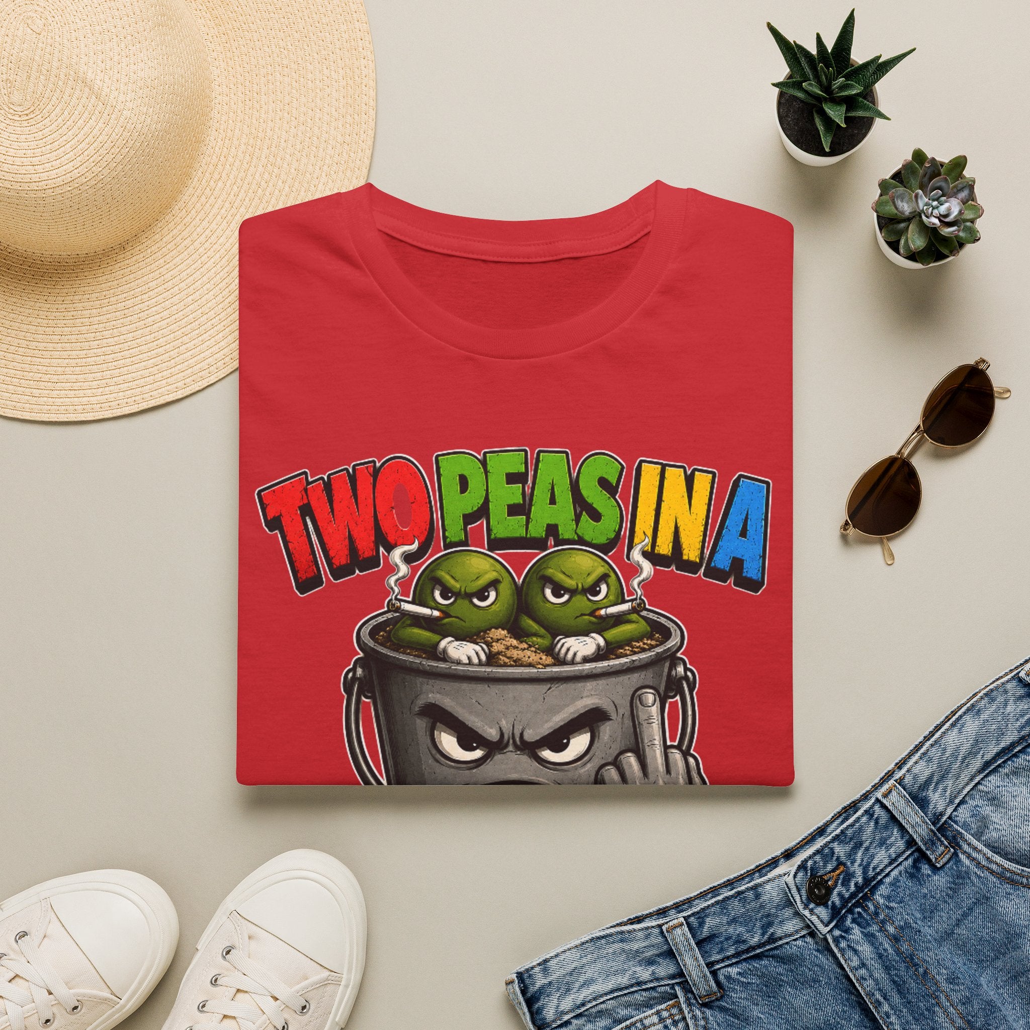 Two Peas in a F#*k It Bucket Graphic T-Shirt – Bold Color Edition