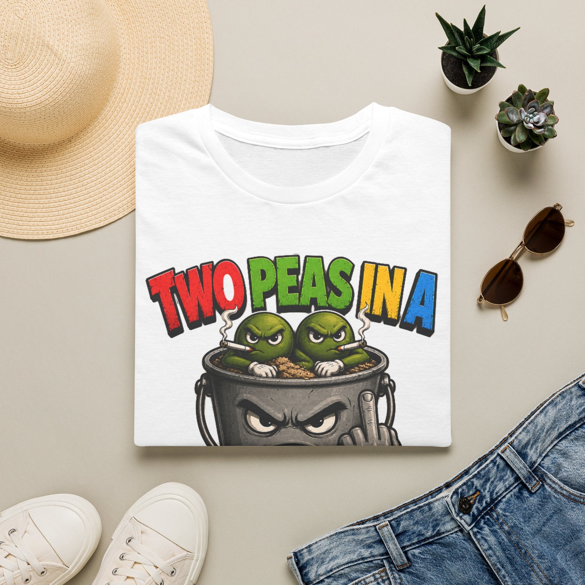 Two Peas in a F#*k It Bucket Graphic T-Shirt – Bold Color Edition