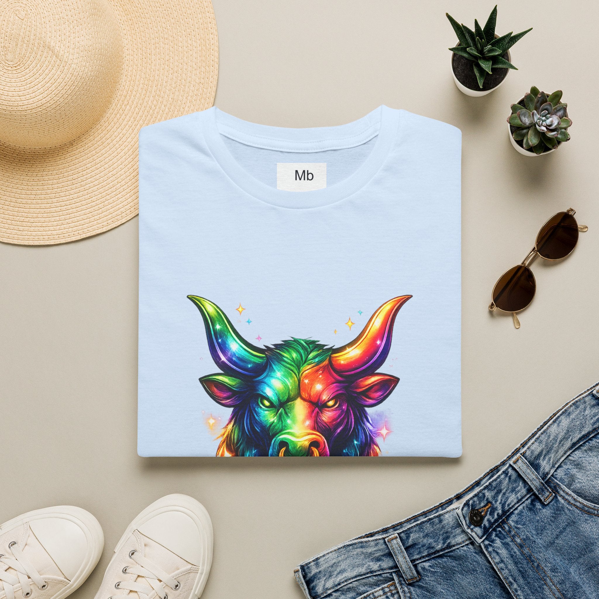 Taurus Zodiac Bull Graphic T-Shirt | Rainbow Astrology Tee