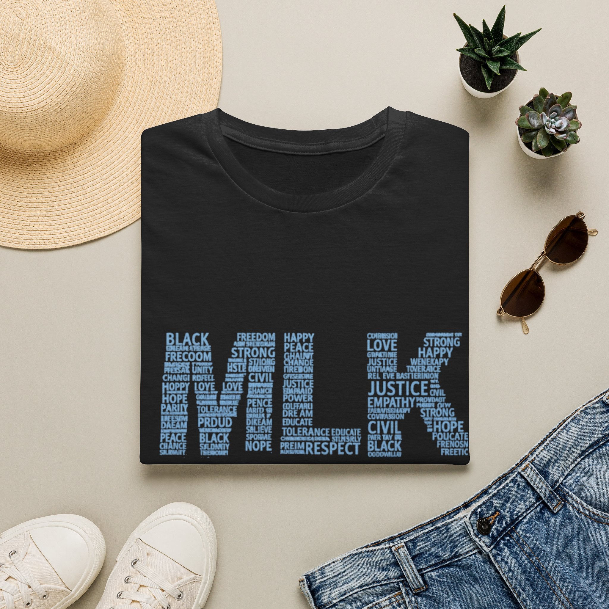 MLK Word Art T-Shirt — 'Letters Made of Culture' Civil Rights Tribute