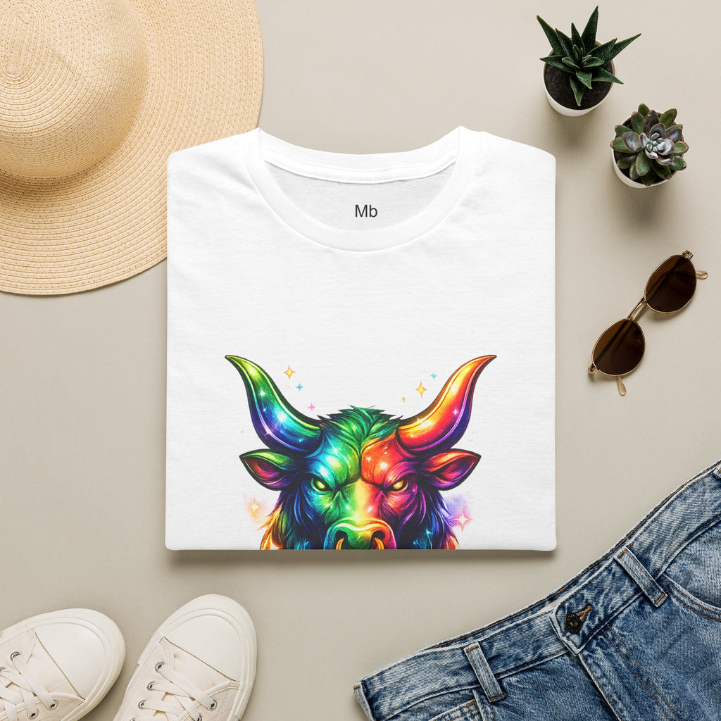 Taurus Zodiac Bull Graphic T-Shirt | Rainbow Astrology Tee