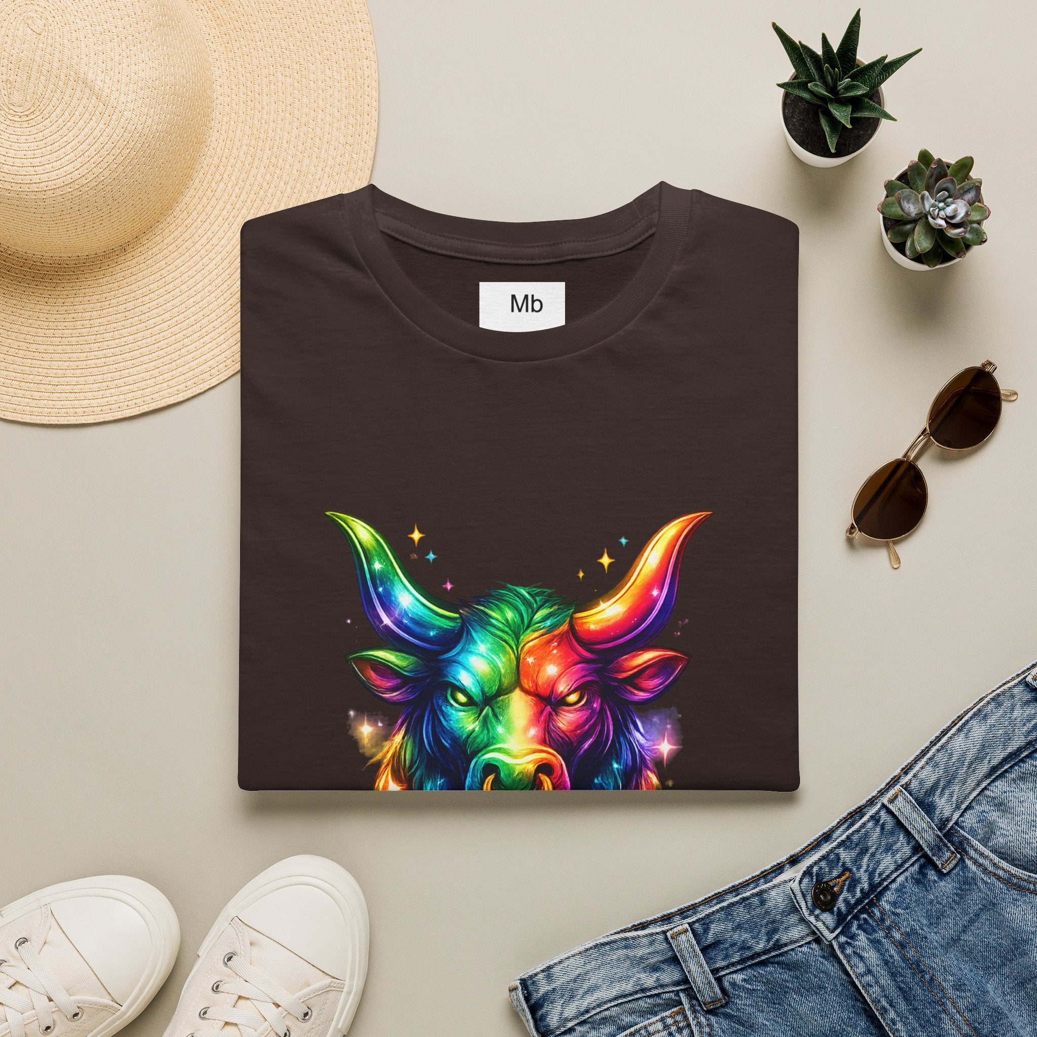 Taurus Zodiac Bull Graphic T-Shirt | Rainbow Astrology Tee