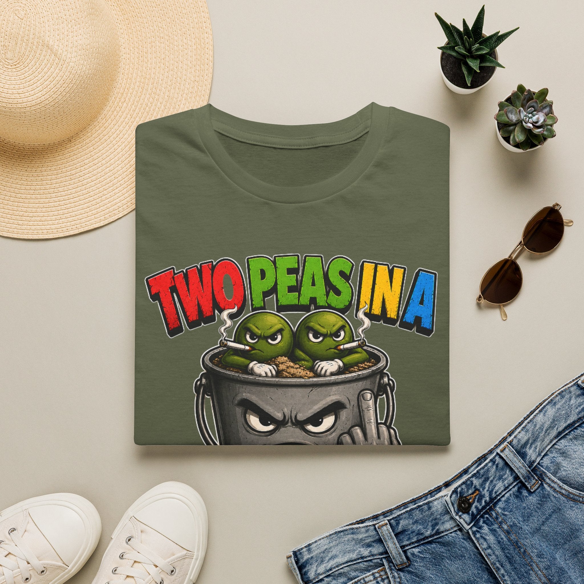 Two Peas in a F#*k It Bucket Graphic T-Shirt – Bold Color Edition