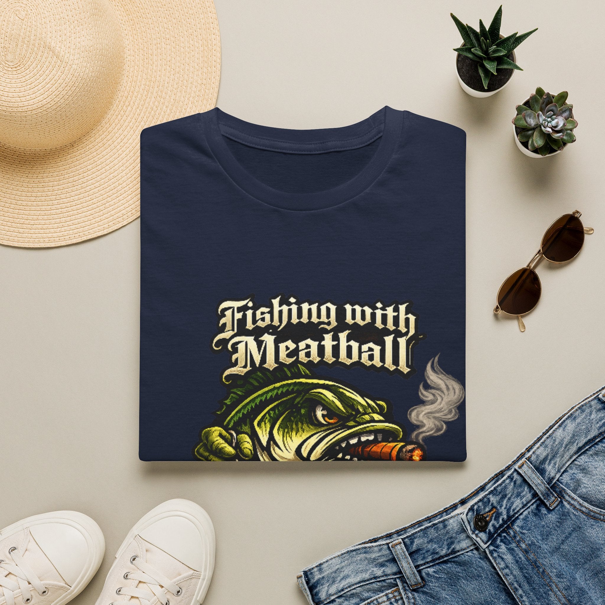 Title: Fishing with Meatball Graphic Tee