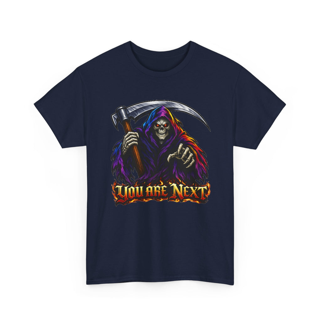 Grim Reaper "You Are Next" Graphic Tee — Gothic Horror Scythe T‑Shirt