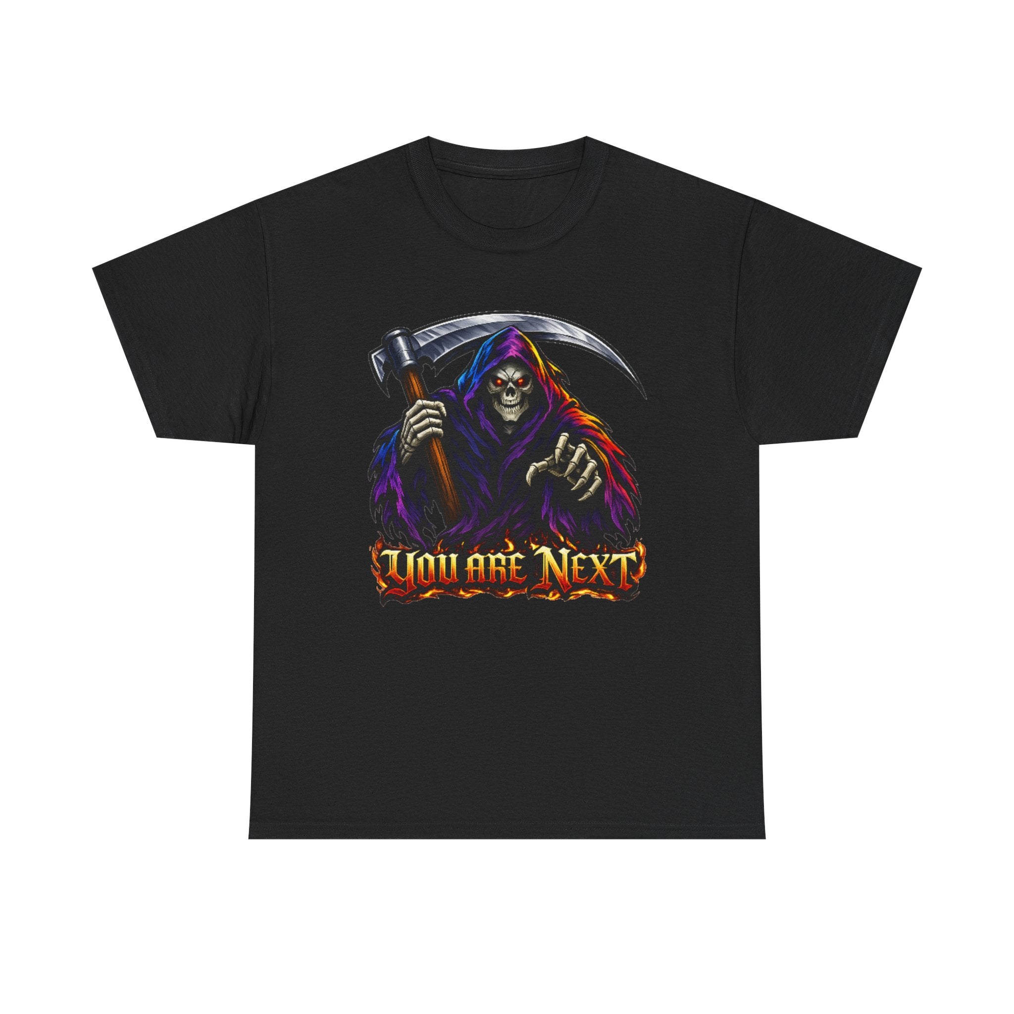 Grim Reaper "You Are Next" Graphic Tee — Gothic Horror Scythe T‑Shirt