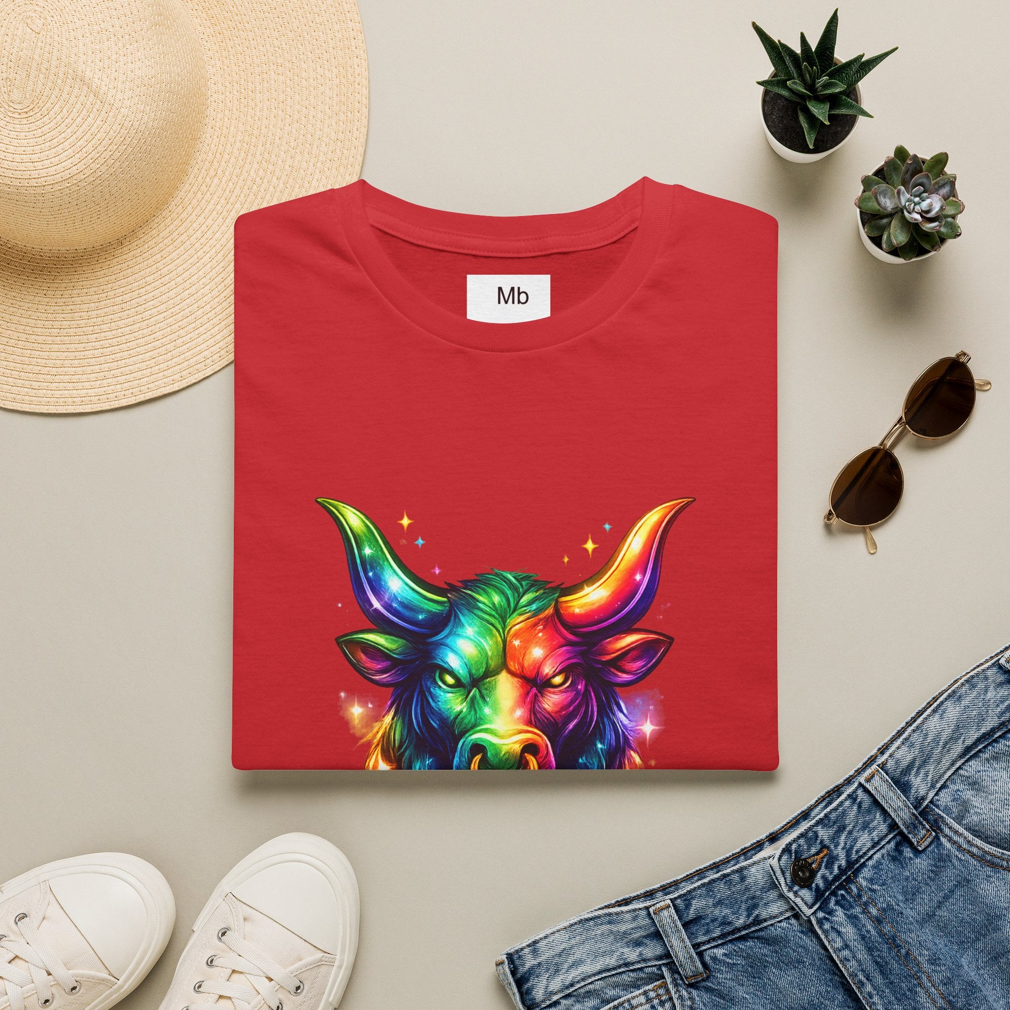 Taurus Zodiac Bull Graphic T-Shirt | Rainbow Astrology Tee