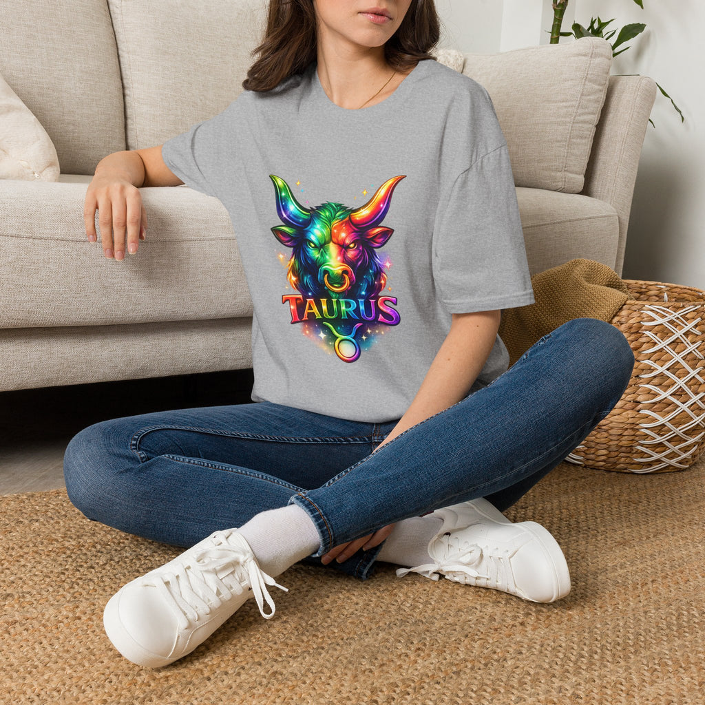 Taurus Zodiac Bull Graphic T-Shirt | Rainbow Astrology Tee