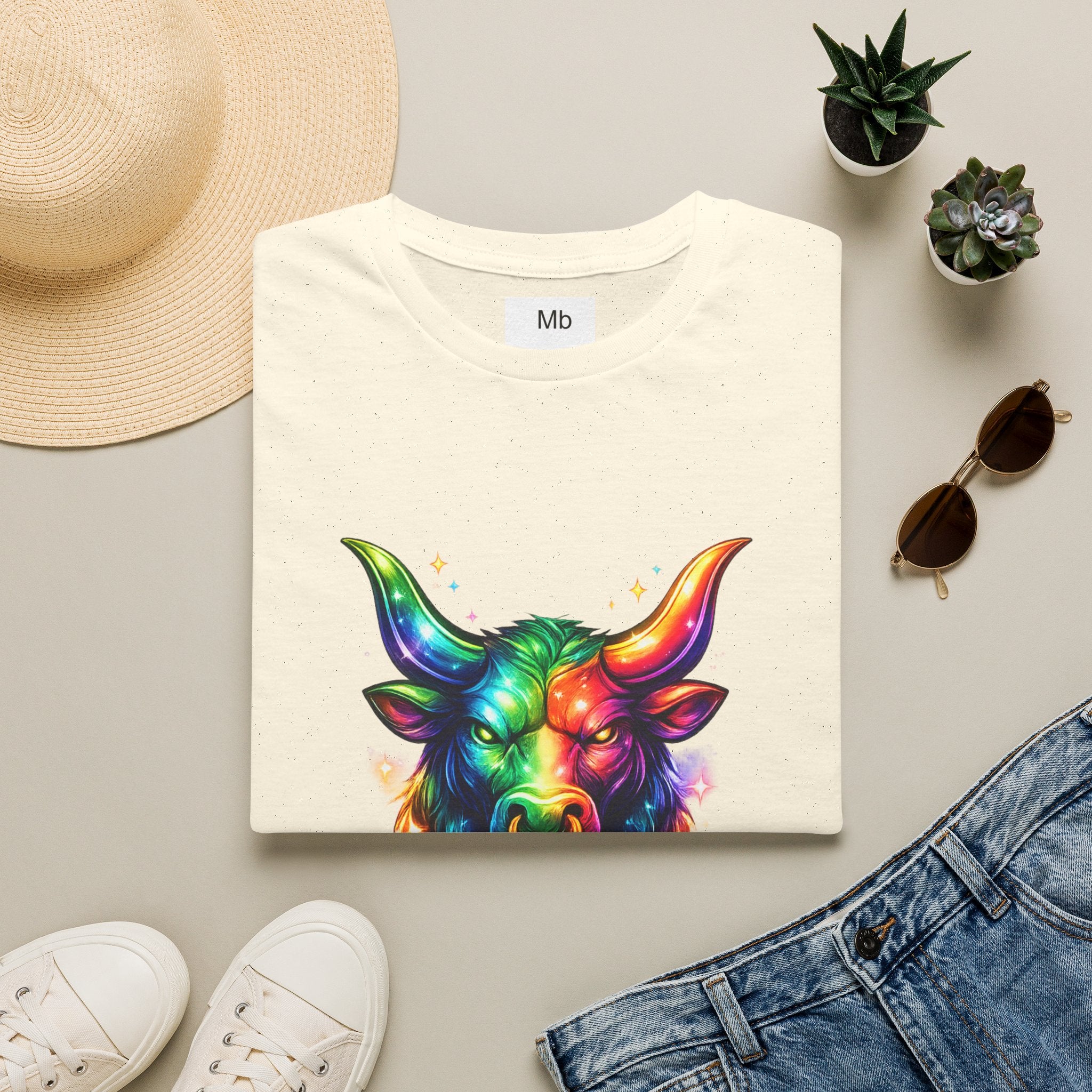 Taurus Zodiac Bull Graphic T-Shirt | Rainbow Astrology Tee